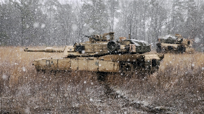 Tanks in a Snowy Field