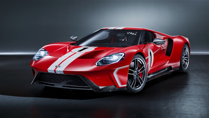 Red Ford GT with White Stripes