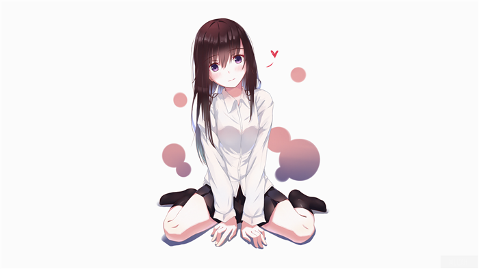 Anime girl in white shirt sitting