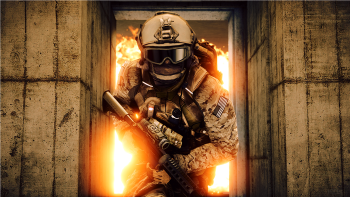Soldier with weapon in Battlefield 4 4K