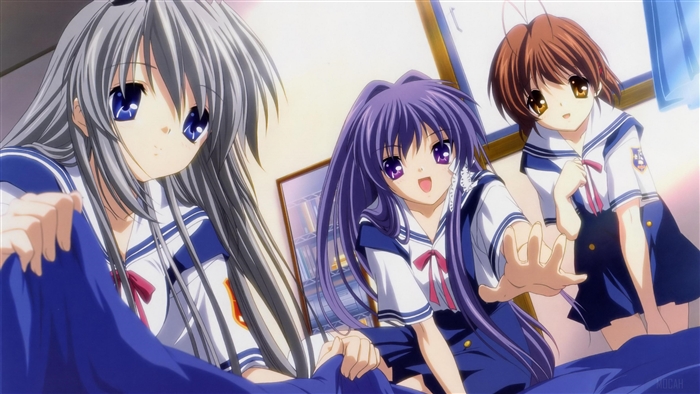 Kyou Fujibayashi, Nagisa Furukawa, and Tomoyo Sakagami from Clannad 4K