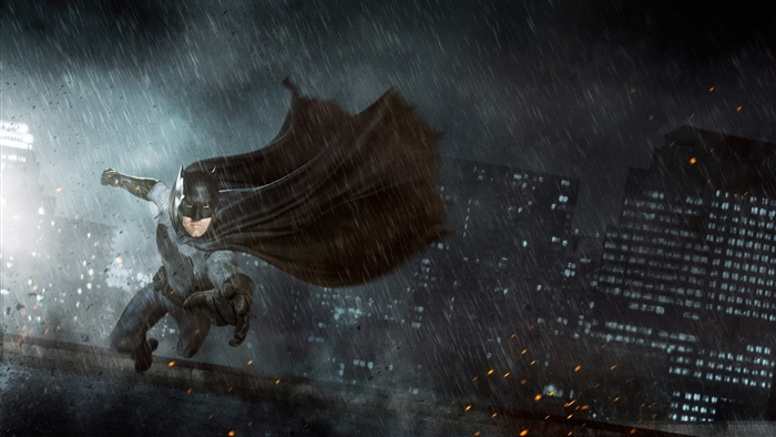 Batman from DC Comics in the rain