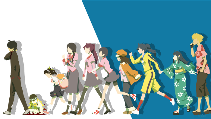 Monogatari Characters Walking 4K