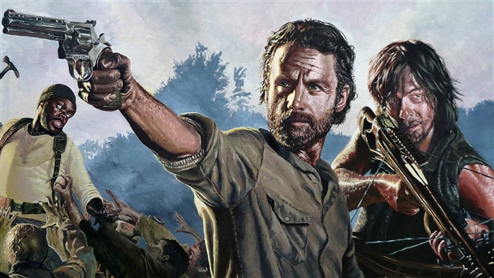 Rick Grimes and Daryl Dixon in Intense Standoff 4k
