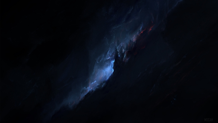 Blue and Red Cosmic Nebula in Space 4K