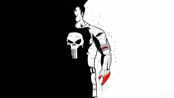 The Punisher with bloody hand