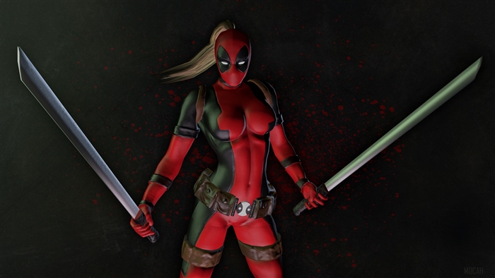 Female Deadpool with Swords 4K
