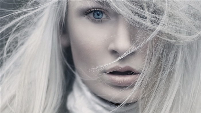 Girl with white hair and blue eyes