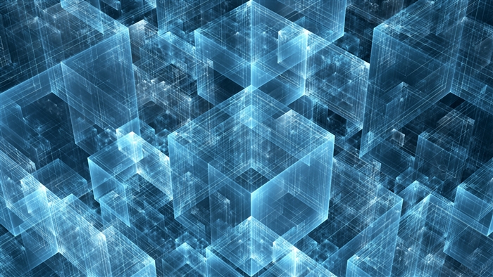 Abstract Blue Geometric Cubes Pattern 4K