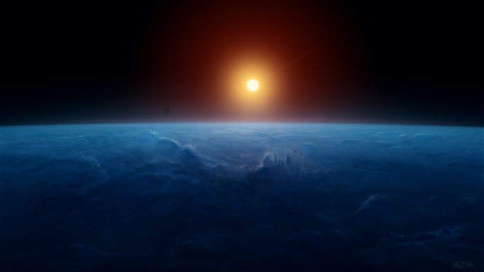 Planetscape with Sun and Moon