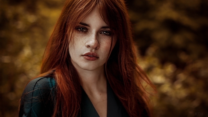 Redhead woman with freckles