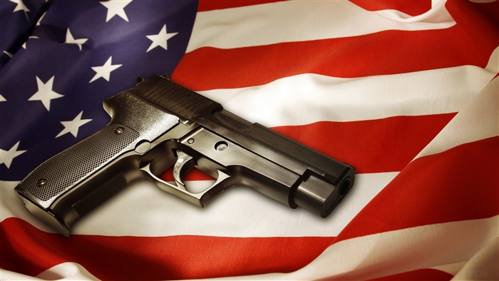 Handgun on American Flag