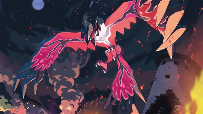Yveltal Soaring Over Fiery Night 4K