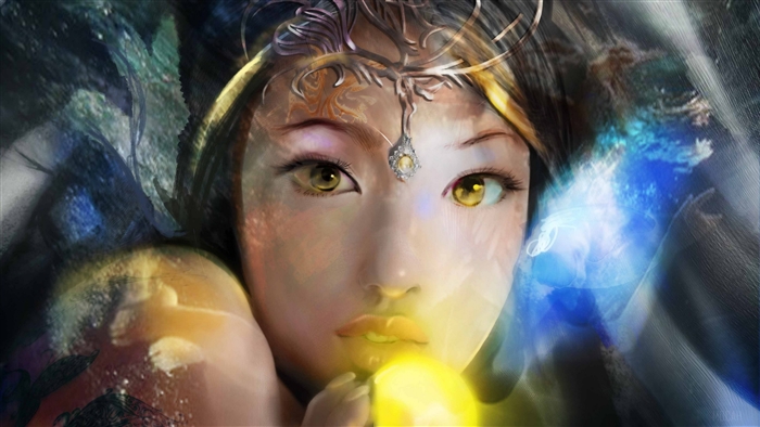 Fantasy woman with glowing orb
