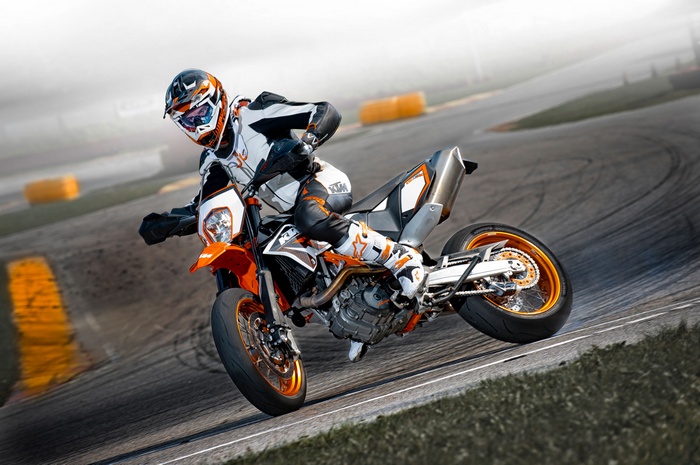 2012 KTM 690 SMCR Motorcycle on Track