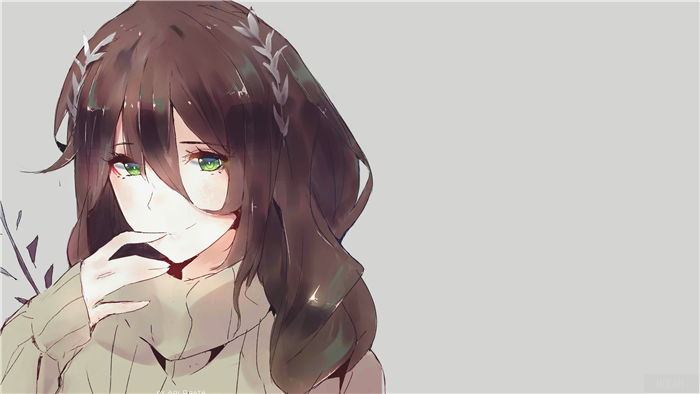 Anime girl with brown hair and green eyes