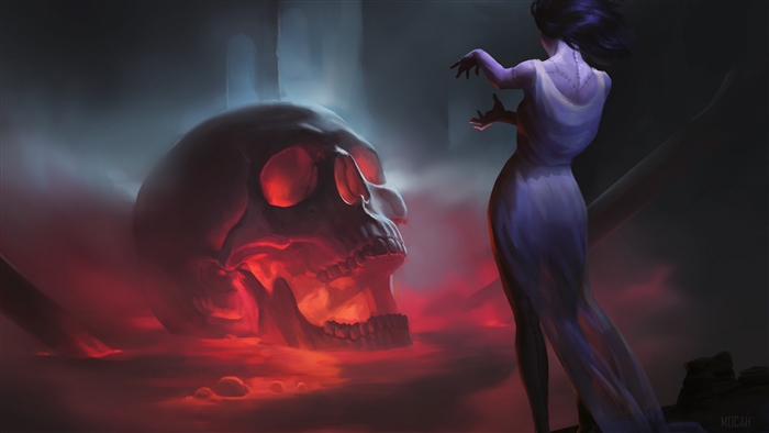Woman and Giant Skull 4K