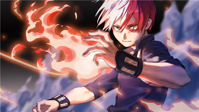 Shouto Todoroki from My Hero Academia using fire