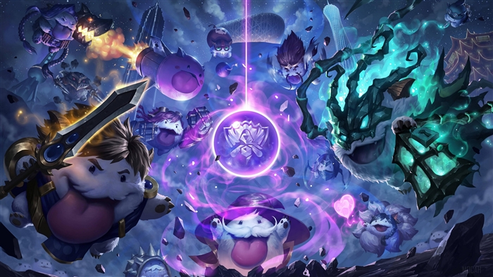 League of Legends Poros and Characters in Cosmic Setting 4K