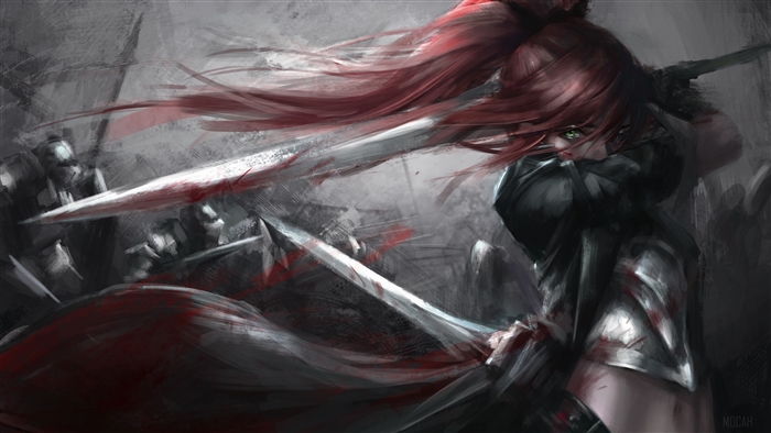 Woman Warrior with Red Hair and Green Eyes 4K