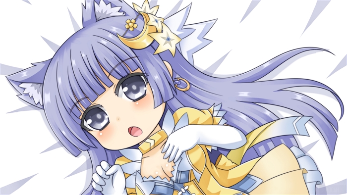 Neko Girl with Moon and Stars Hair Clip