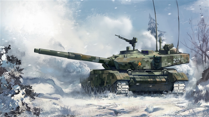 Type 99 Tank in Winter Landscape 4K