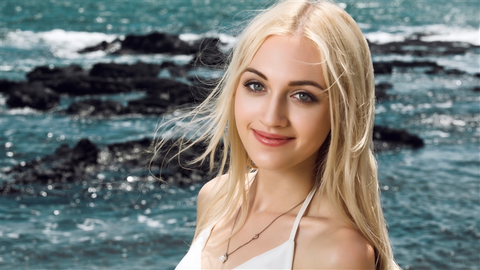 Blonde Woman by the Ocean 4K