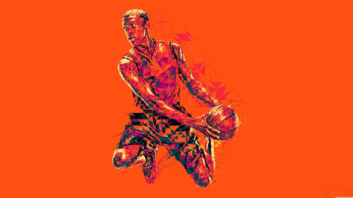 Abstract Basketball Player in Orange 4K