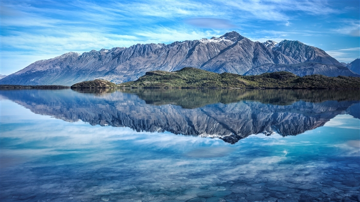 Mountain Range Reflected in Lake Scenery 4K