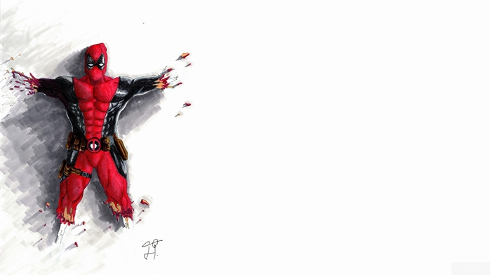 Deadpool from Marvel lying on the ground