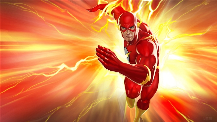 The Flash running with lightning 4K