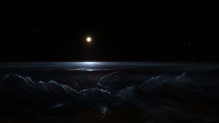 4K Night Sky Over Stormy Clouds