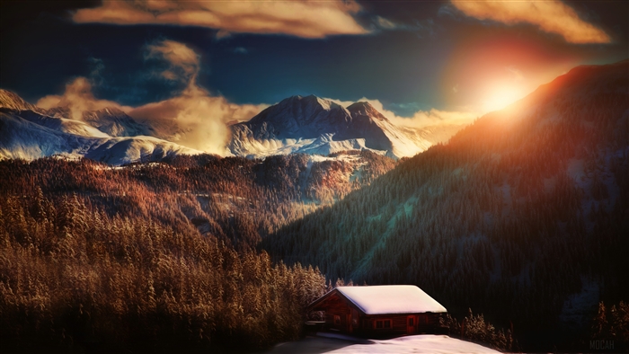 Cabin in the Alps with Sunshine