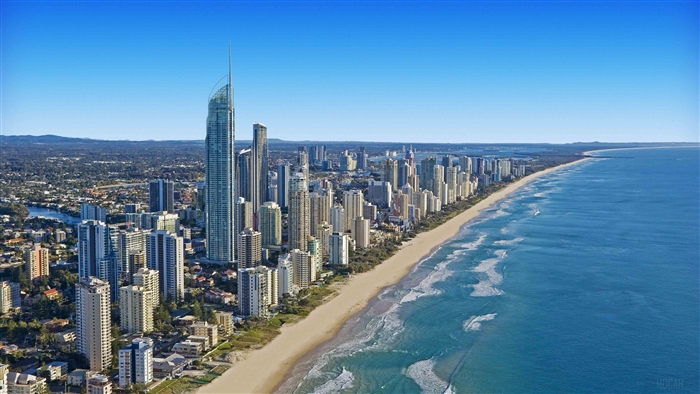 Gold Coast, Queensland cityscape and beach 4K