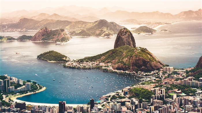 Rio de Janeiro cityscape with mountains and bay 4K