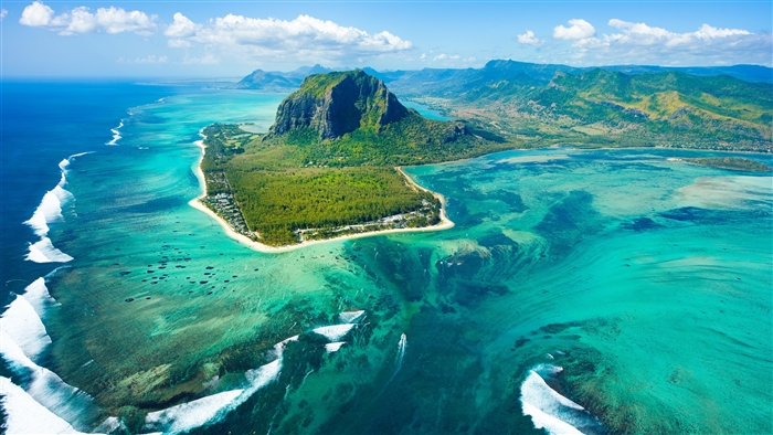 Aerial view of Le Morne Brabant, Mauritius