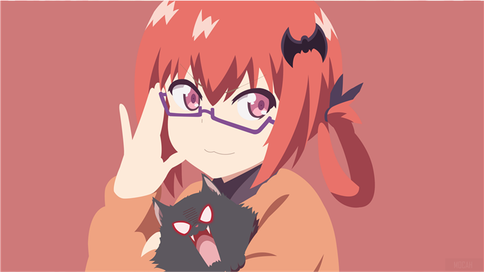 Satanichia Kurumizawa McDowell from Gabriel DropOut with a cat