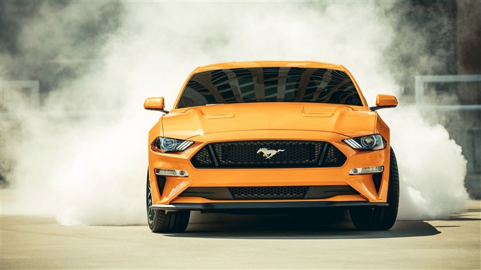 Orange Ford Mustang Burnout in Smoke 4K