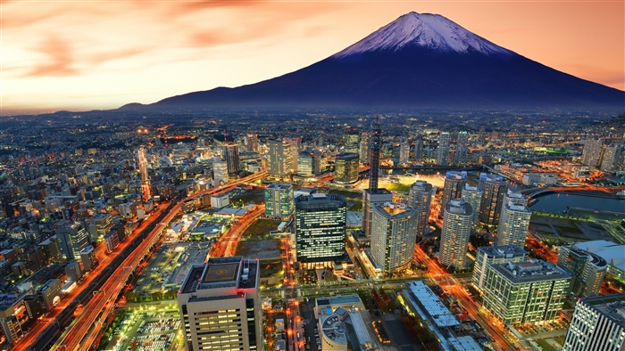 Mount Fuji and Yokohama Cityscape 4K