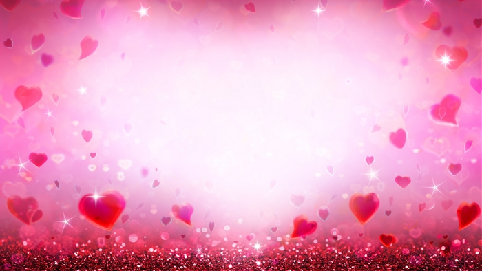 Romantic Pink Glitter Hearts 4K