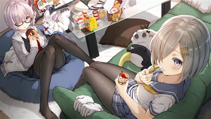 Shielder and Hamakaze from Fate/Grand Order 4K