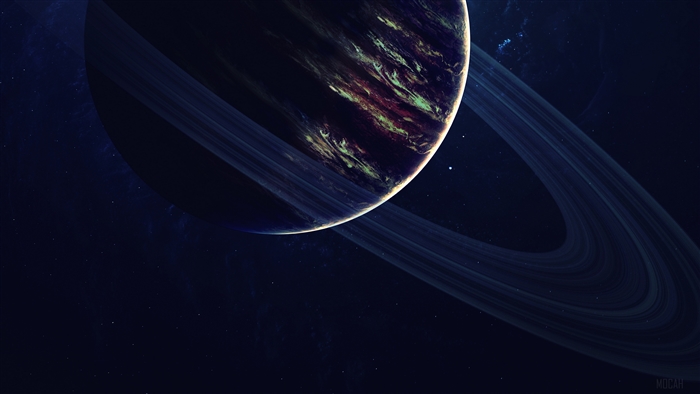 Planet with Rings in Space 4K