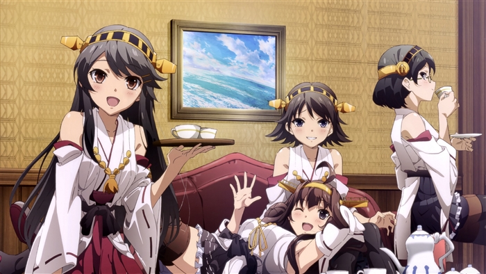 Haruna, Hiei, Kirishima, Kongou drinking tea