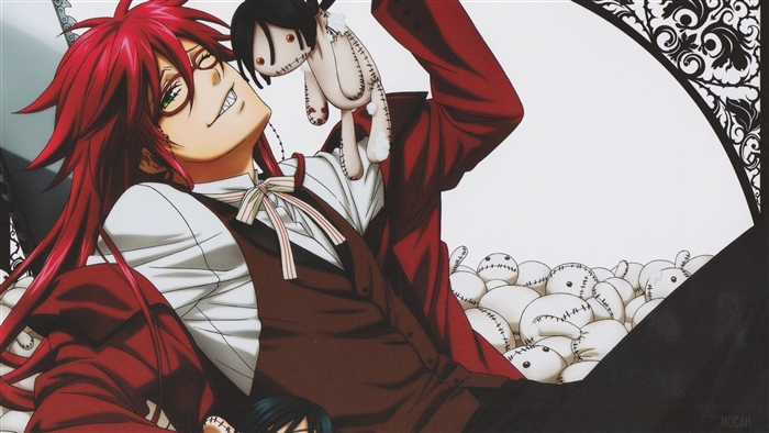 Grell Sutcliff from Black Butler holding a doll