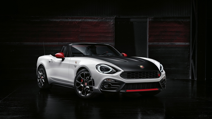 White Abarth 124 Spider convertible sports car