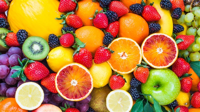 Colorful Fresh Mixed Fruits with Berries 4K