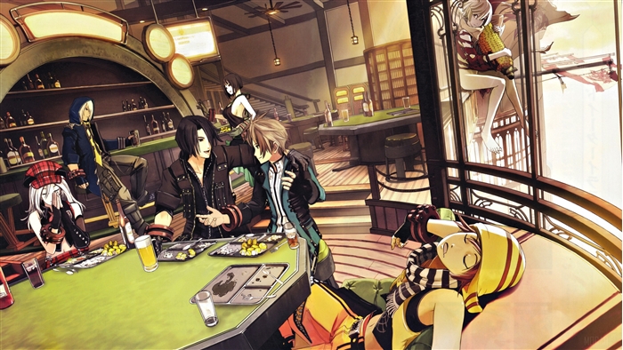 Characters from God Eater in a bar 4K