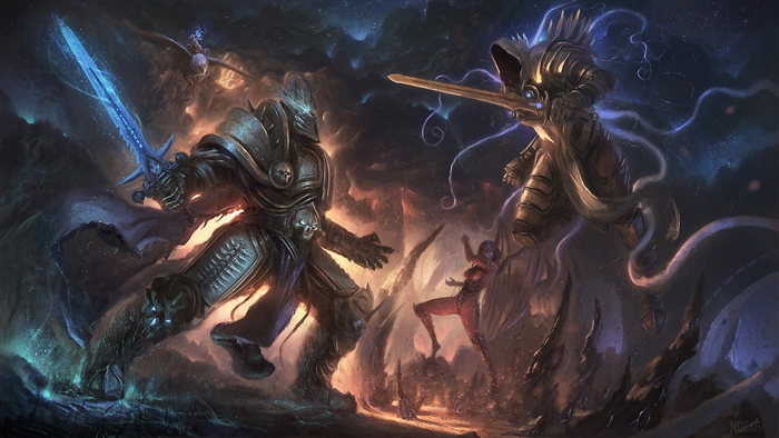 Arthas Menethil and Jaina Proudmo fighting