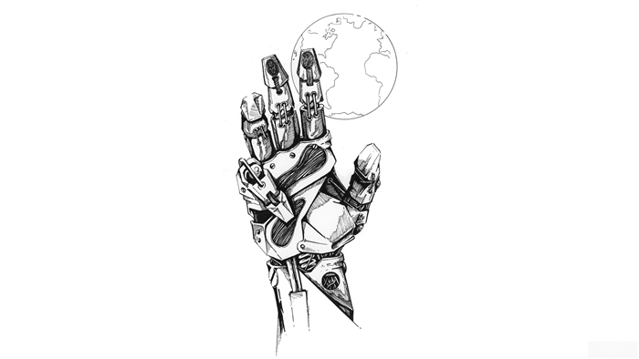 Robot hand reaching for the Earth