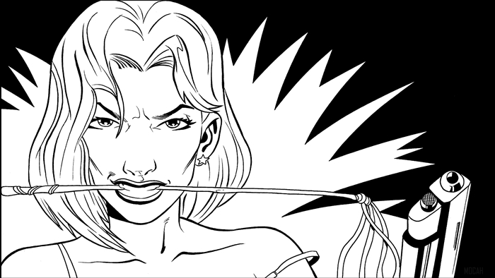 Woman with a whip and a gun